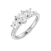 Three-Stone Diamond Engagement Ring in 10K/14K gold and platinum with certified lab-grown or natural diamonds