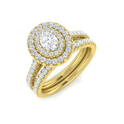 Oval Double Halo Diamond Ring 1ct in 10K/14K gold and platinum with certified lab-grown or natural diamonds