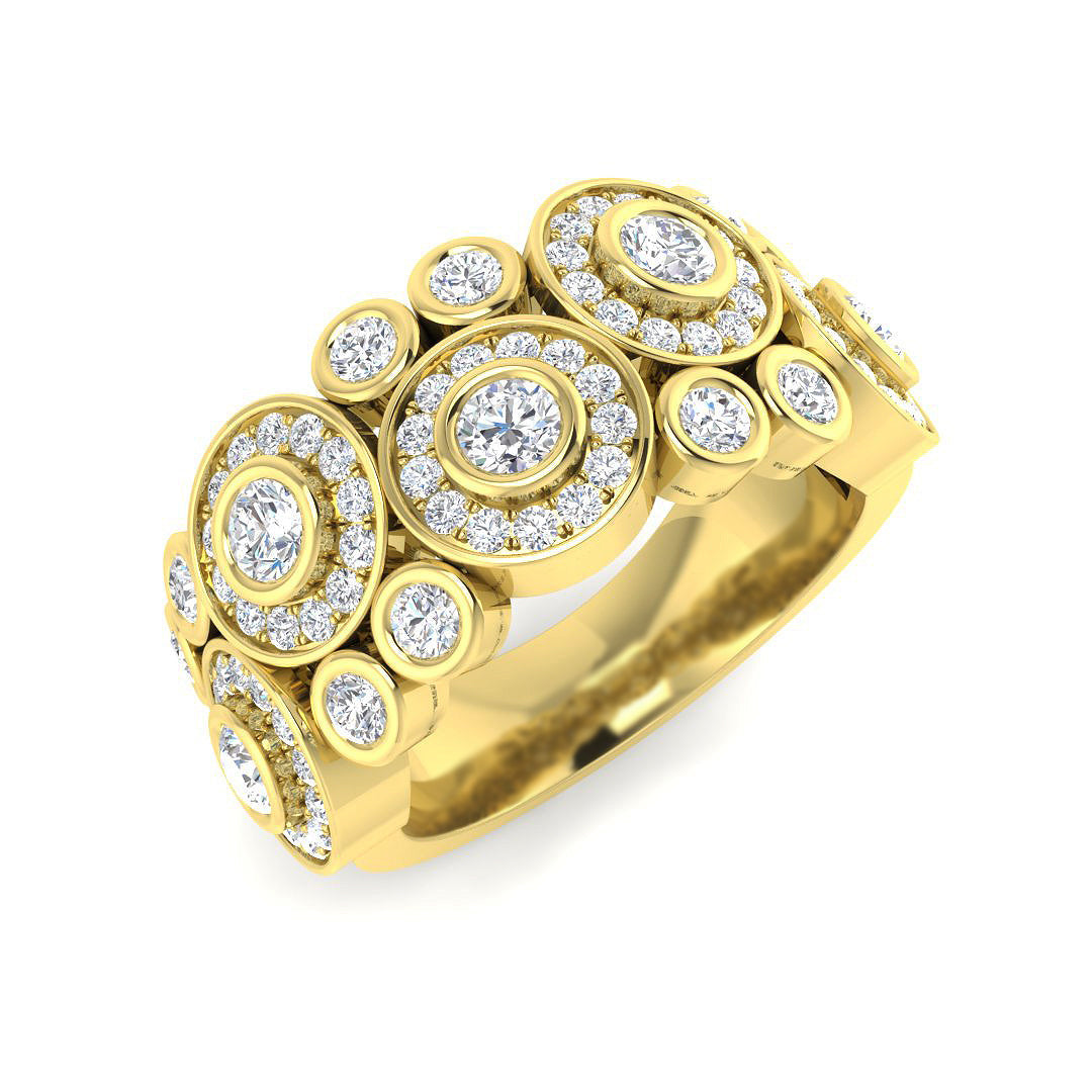 Bubble Diamond Ring UK in 10K/14K gold and platinum with certified lab-grown or natural diamonds