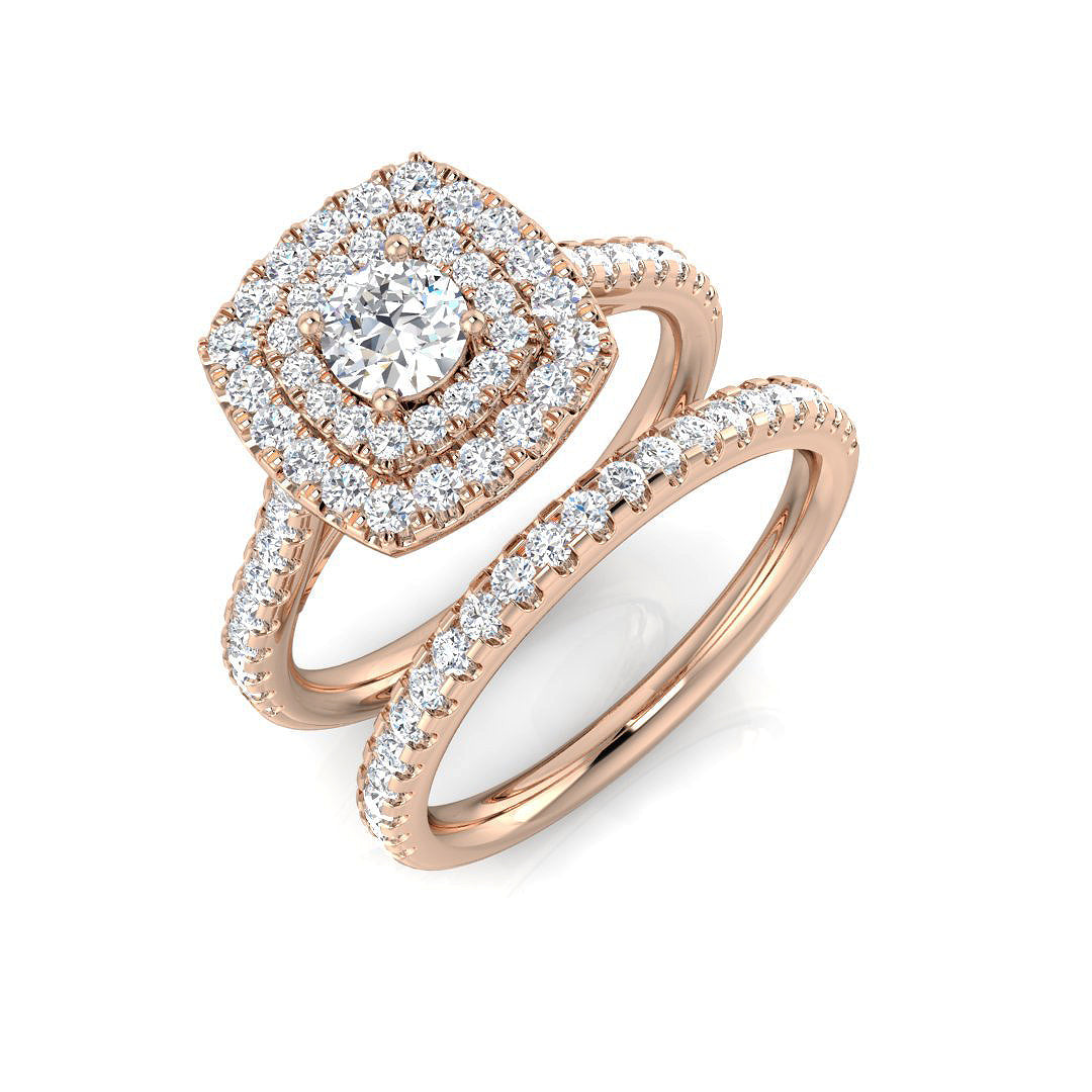 Diamond Halo Cluster Ring in 10K/14K gold and platinum with certified lab-grown or natural diamonds