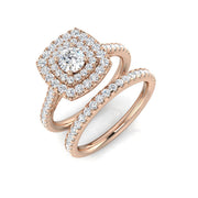 Diamond Halo Cluster Ring in 10K/14K gold and platinum with certified lab-grown or natural diamonds