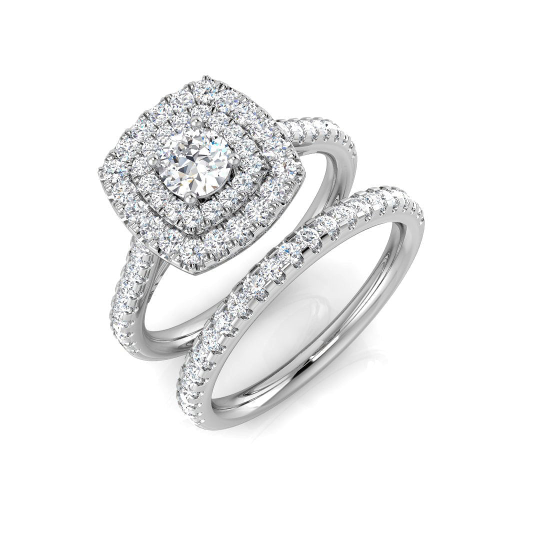 Diamond Halo Cluster Ring in 10K/14K gold and platinum with certified lab-grown or natural diamonds