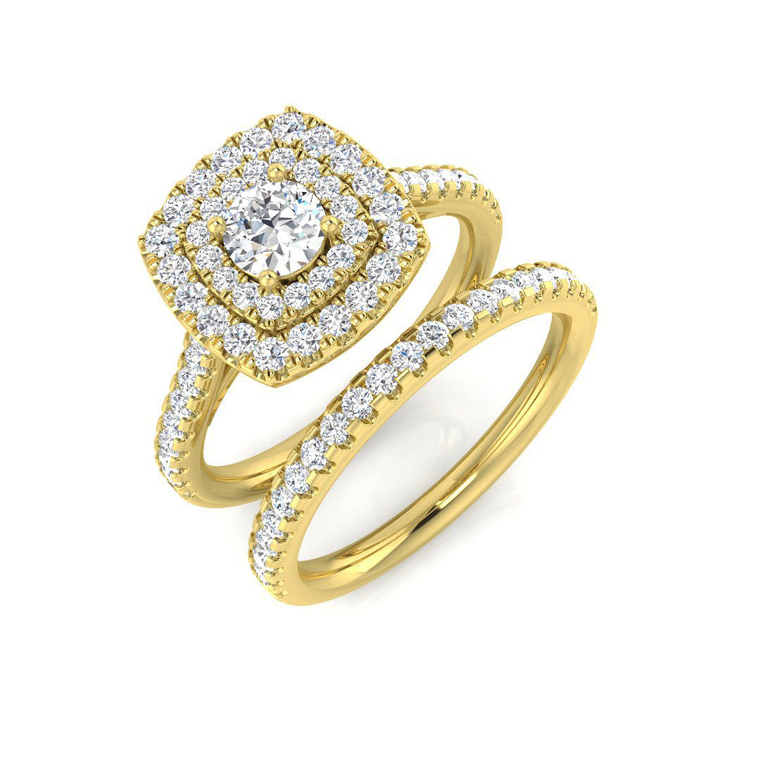Diamond Halo Cluster Ring in 10K/14K gold and platinum with certified lab-grown or natural diamonds