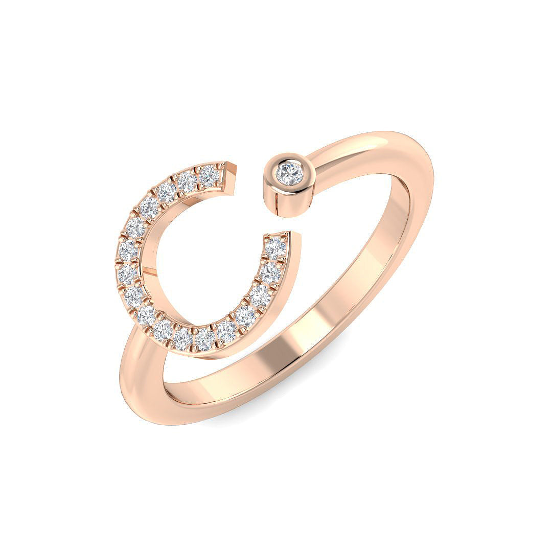 Lab & Natural Diamond Initial Ring “C” in 10K/14K gold and platinum with certified lab-grown or natural diamonds