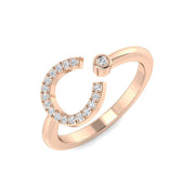 Lab & Natural Diamond Initial Ring “C” in 10K/14K gold and platinum with certified lab-grown or natural diamonds
