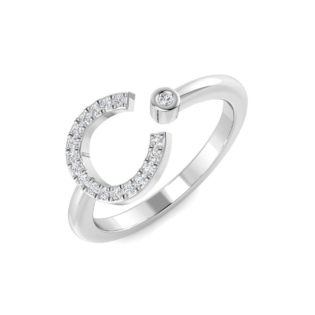 Lab & Natural Diamond Initial Ring “C” in 10K/14K gold and platinum with certified lab-grown or natural diamonds