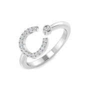 Lab & Natural Diamond Initial Ring “C” in 10K/14K gold and platinum with certified lab-grown or natural diamonds