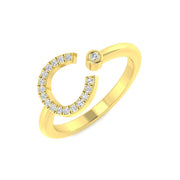 Lab & Natural Diamond Initial Ring “C” in 10K/14K gold and platinum with certified lab-grown or natural diamonds