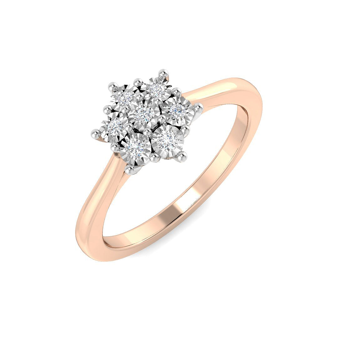 7 Stone Illusion Set Diamond Ring in 10K/14K gold and platinum with certified lab-grown or natural diamonds