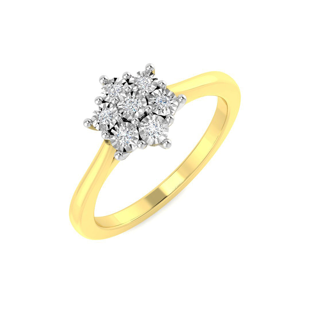 7 Stone Illusion Set Diamond Ring in 10K/14K gold and platinum with certified lab-grown or natural diamonds