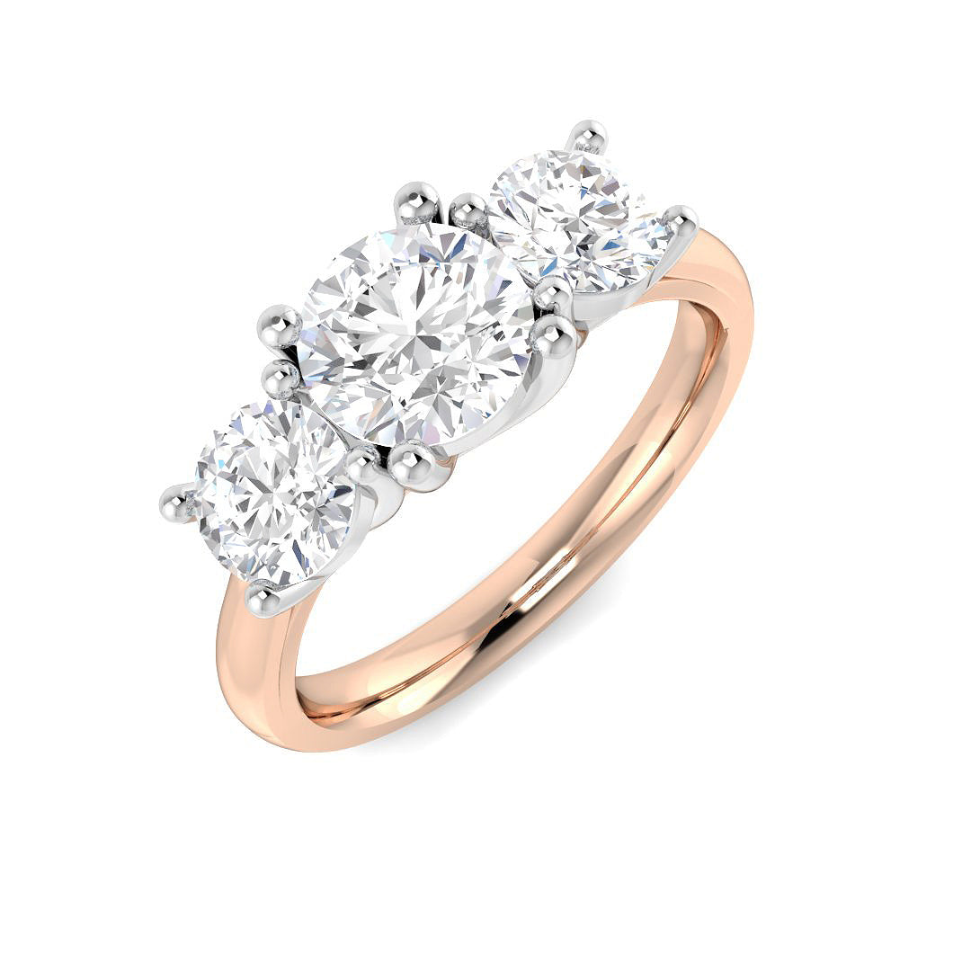 Three-Stone Diamond Ring in 10K/14K gold and platinum with certified lab-grown or natural diamonds