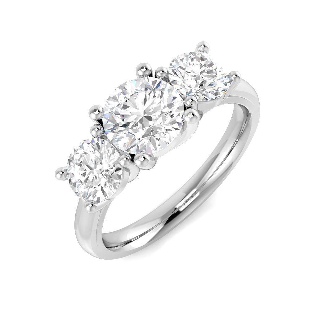 Three-Stone Diamond Ring in 10K/14K gold and platinum with certified lab-grown or natural diamonds