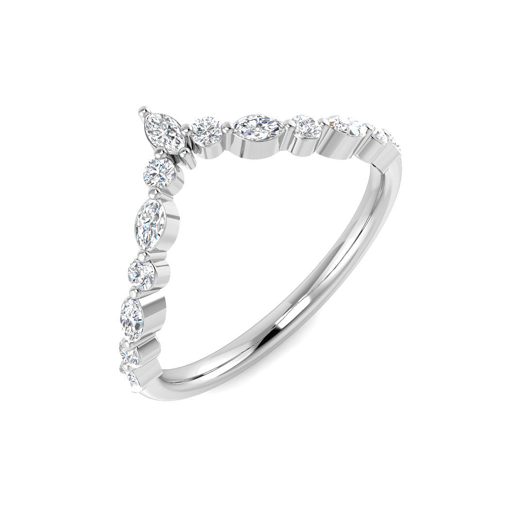 Marquise & Round Diamond Wishbone Ring in 10K/14K gold and platinum with certified lab-grown or natural diamonds