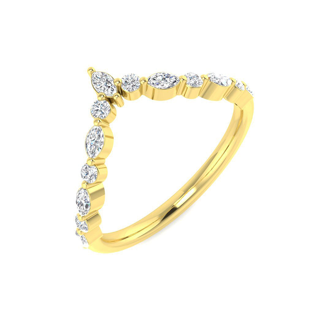 Marquise & Round Diamond Wishbone Ring in 10K/14K gold and platinum with certified lab-grown or natural diamonds