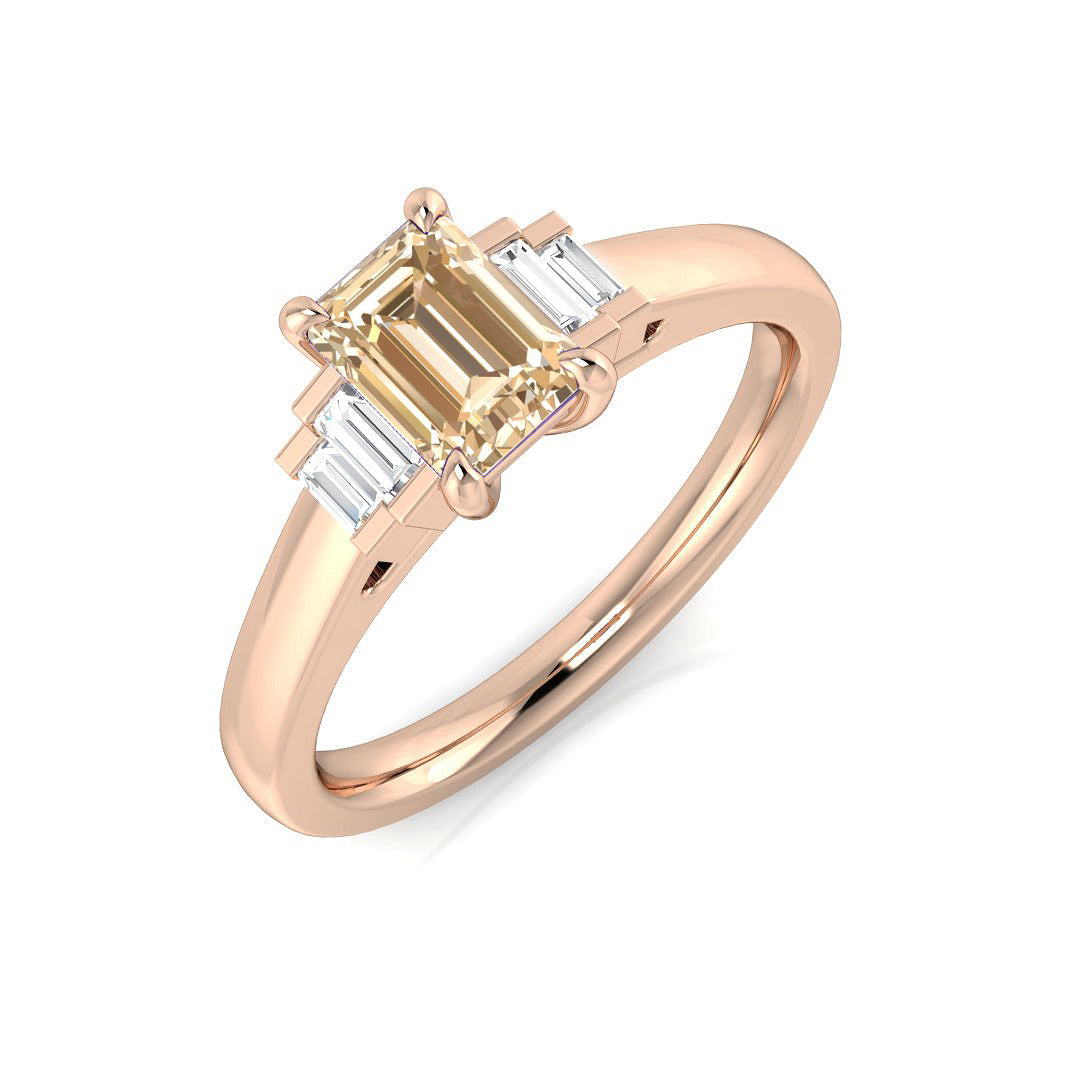 Diamond Greebock Morganite Ring in 10K/14K gold and platinum with certified lab-grown or natural diamonds