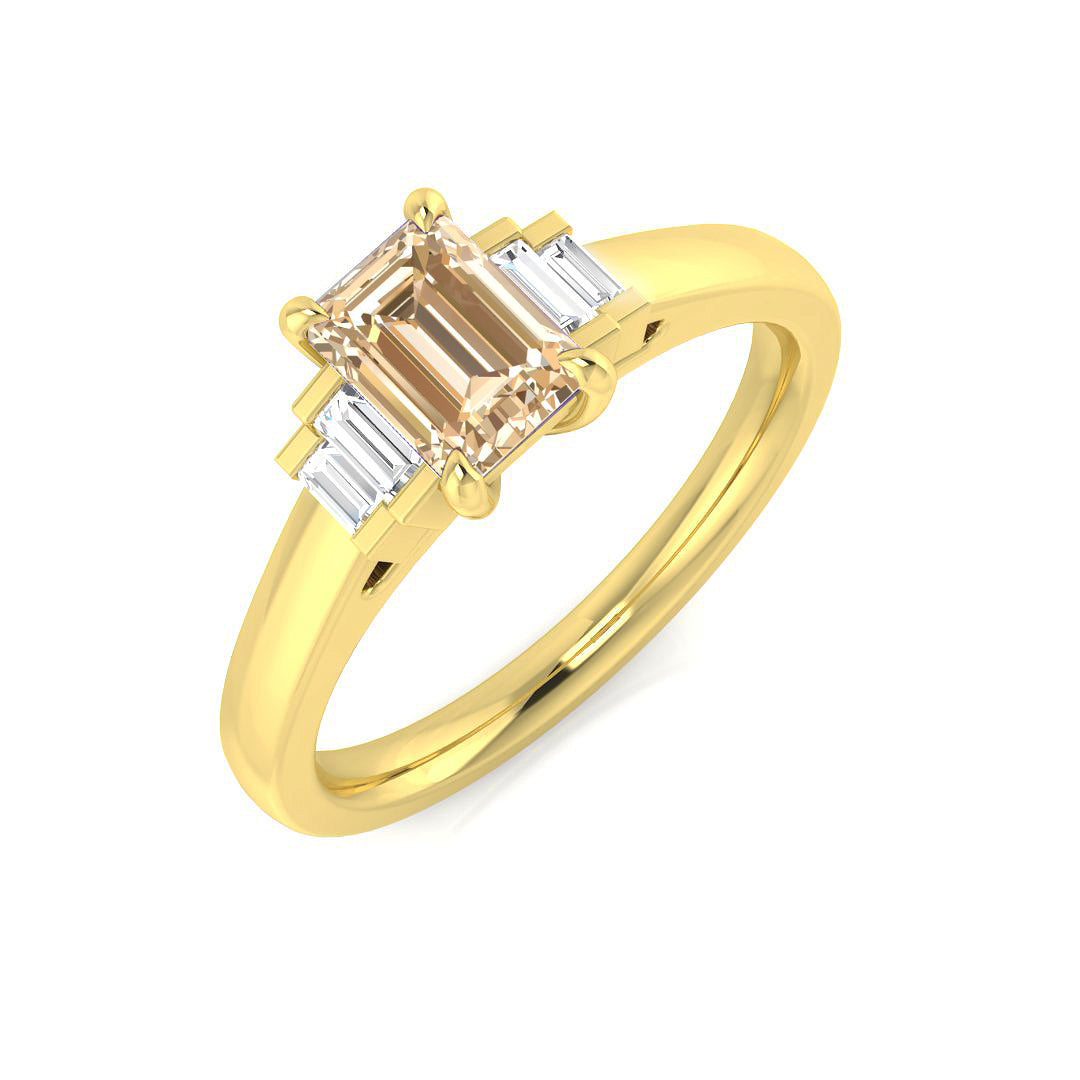 Diamond Greebock Morganite Ring in 10K/14K gold and platinum with certified lab-grown or natural diamonds