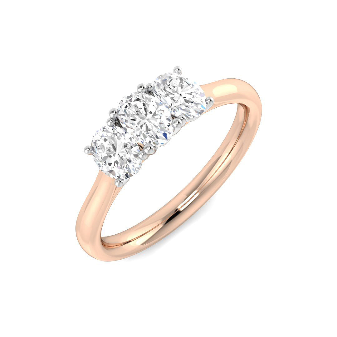 3-Stone Diamond Ring in 10K/14K gold and platinum with certified lab-grown or natural diamonds