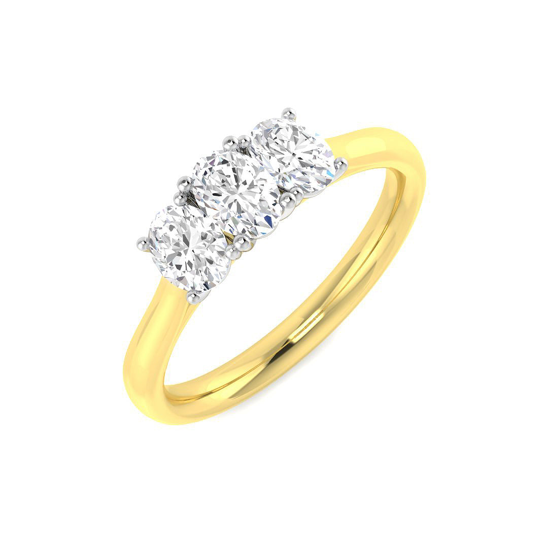 3-Stone Diamond Ring in 10K/14K gold and platinum with certified lab-grown or natural diamonds