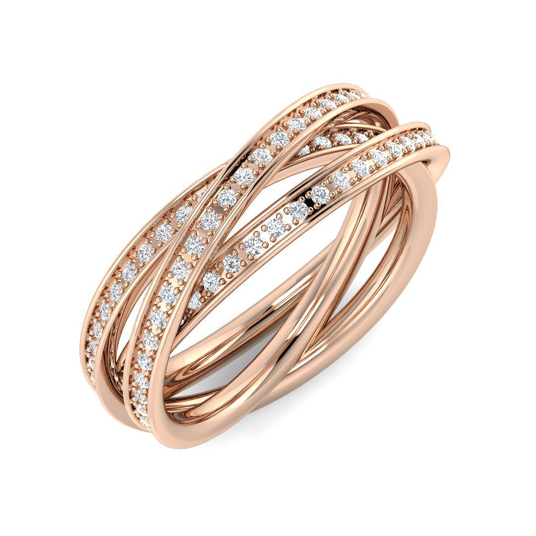 Lab-Grown & Natural Diamond Fancy Multi-Row Criss-Cross Ring in 10K/14K gold and platinum with certified lab-grown or natural diamonds