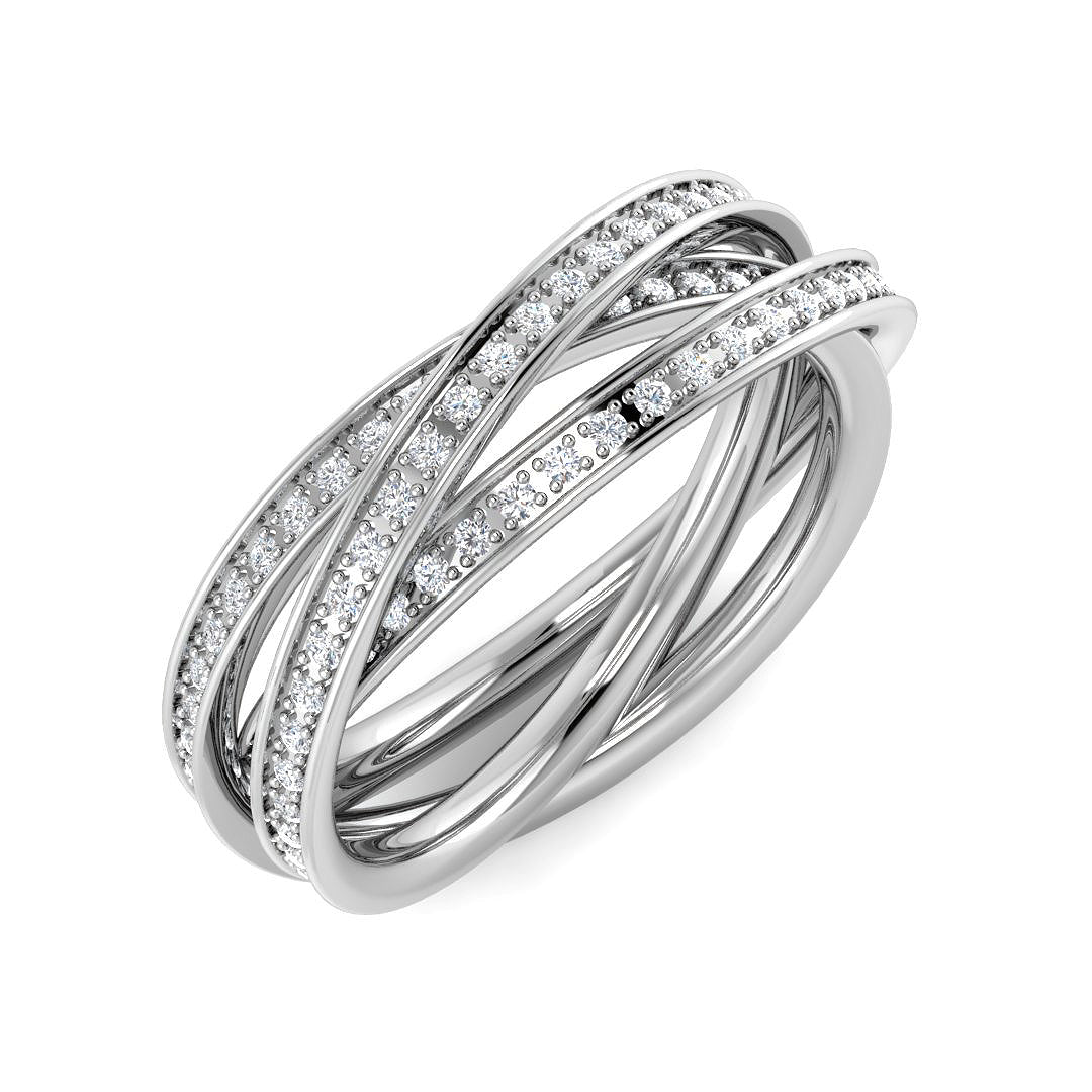 Lab-Grown & Natural Diamond Fancy Multi-Row Criss-Cross Ring in 10K/14K gold and platinum with certified lab-grown or natural diamonds