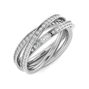Lab-Grown & Natural Diamond Fancy Multi-Row Criss-Cross Ring in 10K/14K gold and platinum with certified lab-grown or natural diamonds