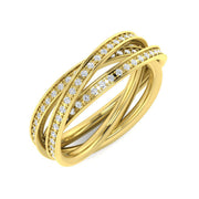 Lab-Grown & Natural Diamond Fancy Multi-Row Criss-Cross Ring in 10K/14K gold and platinum with certified lab-grown or natural diamonds