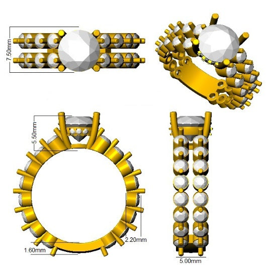Double-Row Round Diamond Statement Ring in 10K/14K gold and platinum with certified lab-grown or natural diamonds
