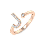 Lab & Natural Diamond J Initial Ring in 10K/14K gold and platinum with certified lab-grown or natural diamonds