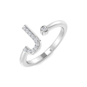 Lab & Natural Diamond J Initial Ring in 10K/14K gold and platinum with certified lab-grown or natural diamonds