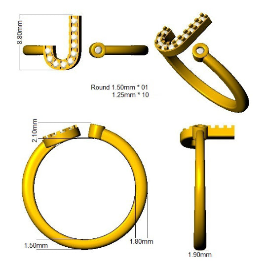 Lab & Natural Diamond J Initial Ring in 10K/14K gold and platinum with certified lab-grown or natural diamonds