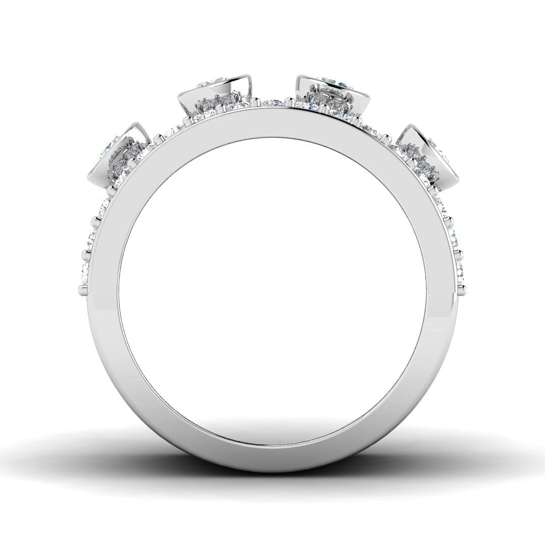 Lab Grown Diamond Bubble Ring with Bezel Set Rows in 10K/14K gold and platinum with certified lab-grown or natural diamonds
