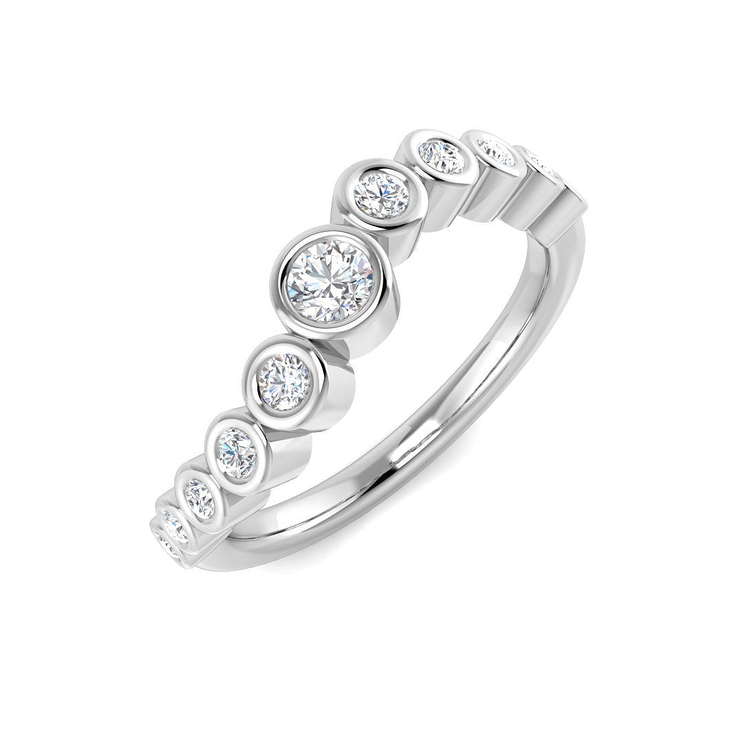 Fancy Half Eternity Diamond Ring in 10K/14K gold and platinum with certified lab-grown or natural diamonds