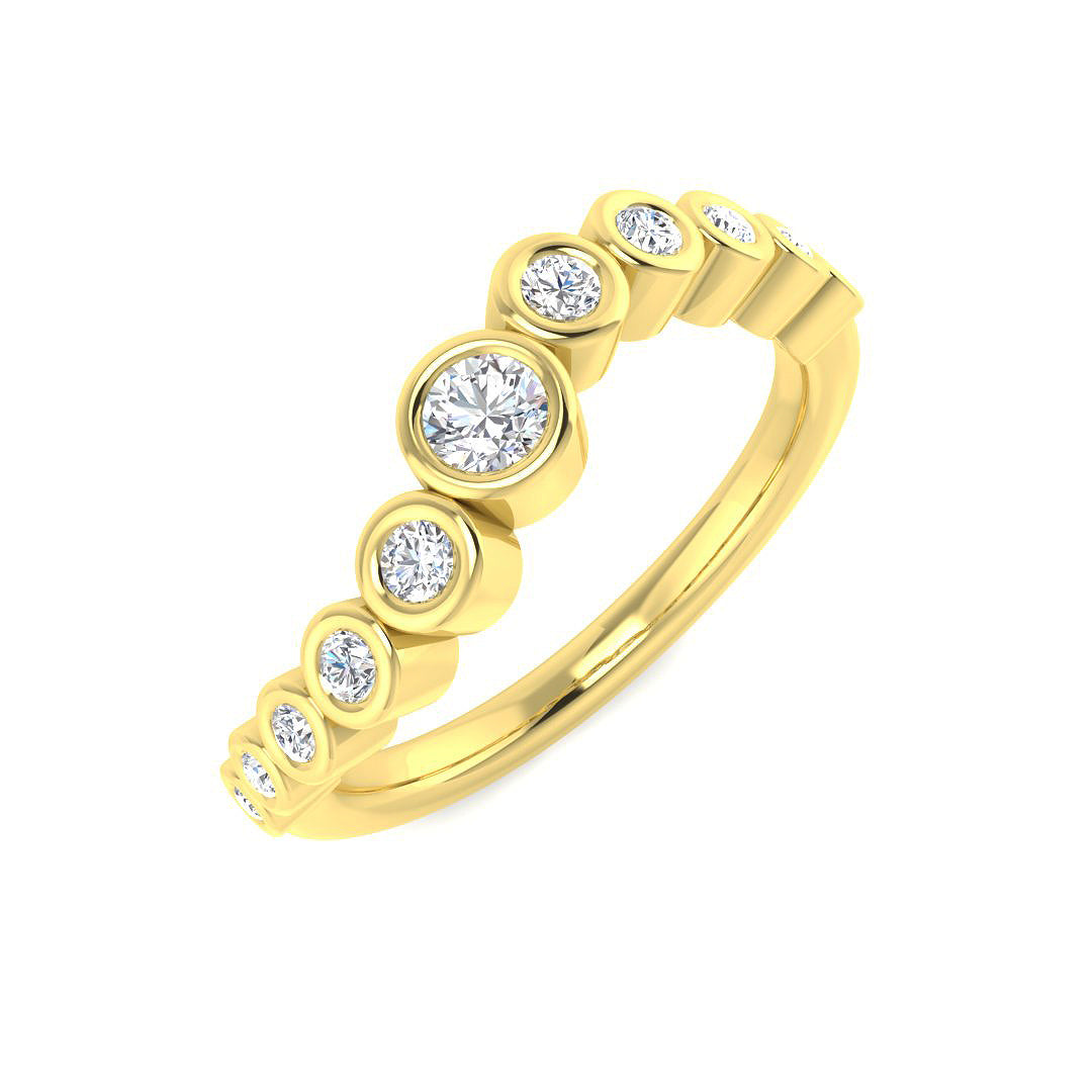 Fancy Half Eternity Diamond Ring in 10K/14K gold and platinum with certified lab-grown or natural diamonds