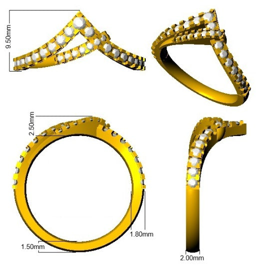Diamond Wishbone Ring in 10K/14K gold and platinum with certified lab-grown or natural diamonds