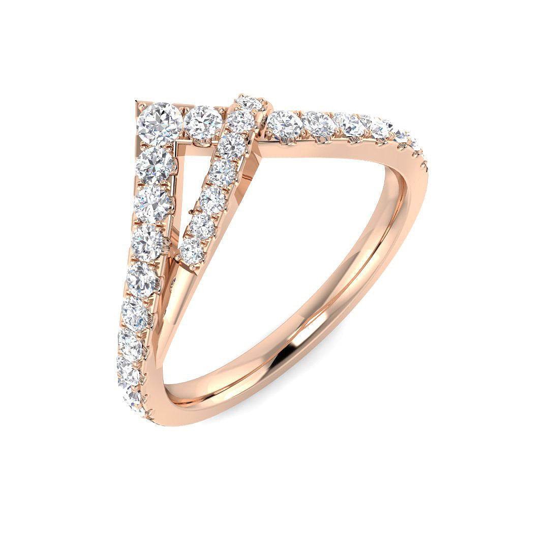 Elegant Round Diamond Wishbone Ring in 10K/14K gold and platinum with certified lab-grown or natural diamonds