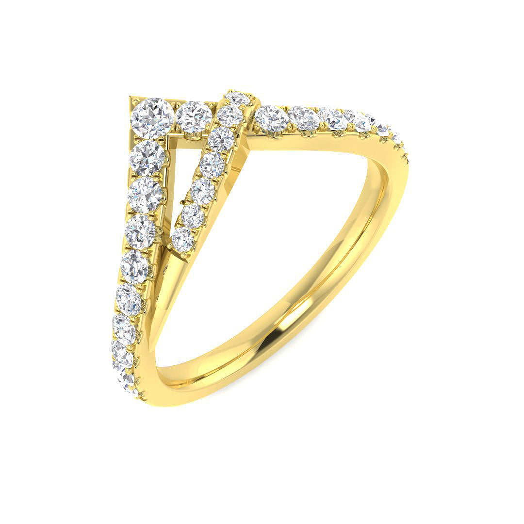 Elegant Round Diamond Wishbone Ring in 10K/14K gold and platinum with certified lab-grown or natural diamonds