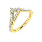 Elegant Round Diamond Wishbone Ring in 10K/14K gold and platinum with certified lab-grown or natural diamonds