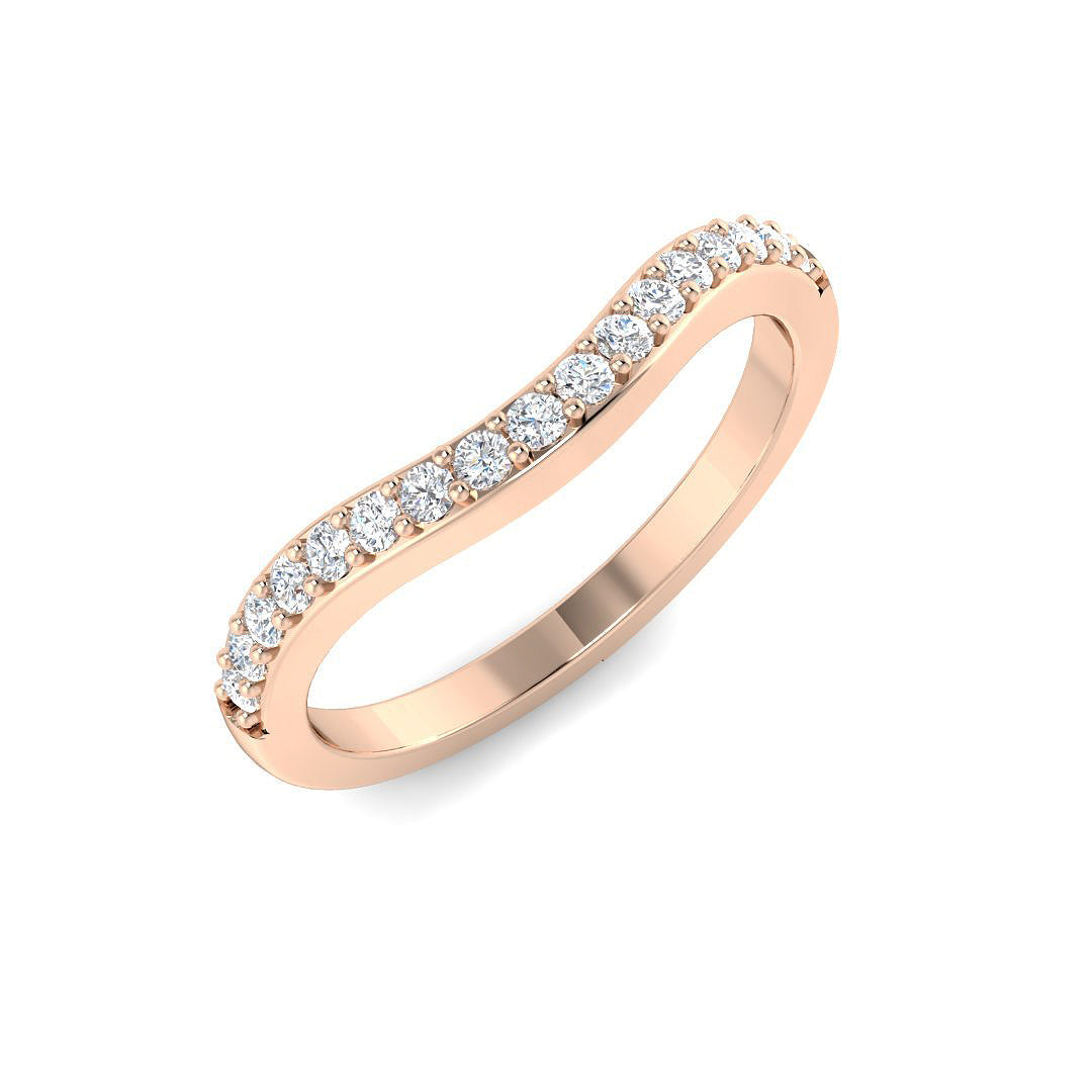 Round Diamond Curved Wedding Band in 10K/14K gold and platinum with certified lab-grown or natural diamonds