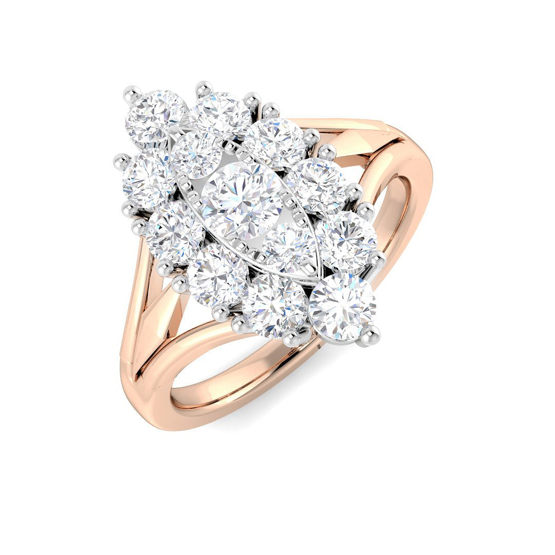 Round Cluster Diamond Ring 1.25ct in 10K/14K gold and platinum with certified lab-grown or natural diamonds