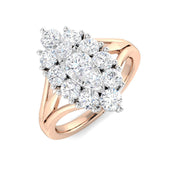 Round Cluster Diamond Ring 1.25ct in 10K/14K gold and platinum with certified lab-grown or natural diamonds
