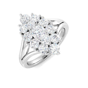 Round Cluster Diamond Ring 1.25ct in 10K/14K gold and platinum with certified lab-grown or natural diamonds