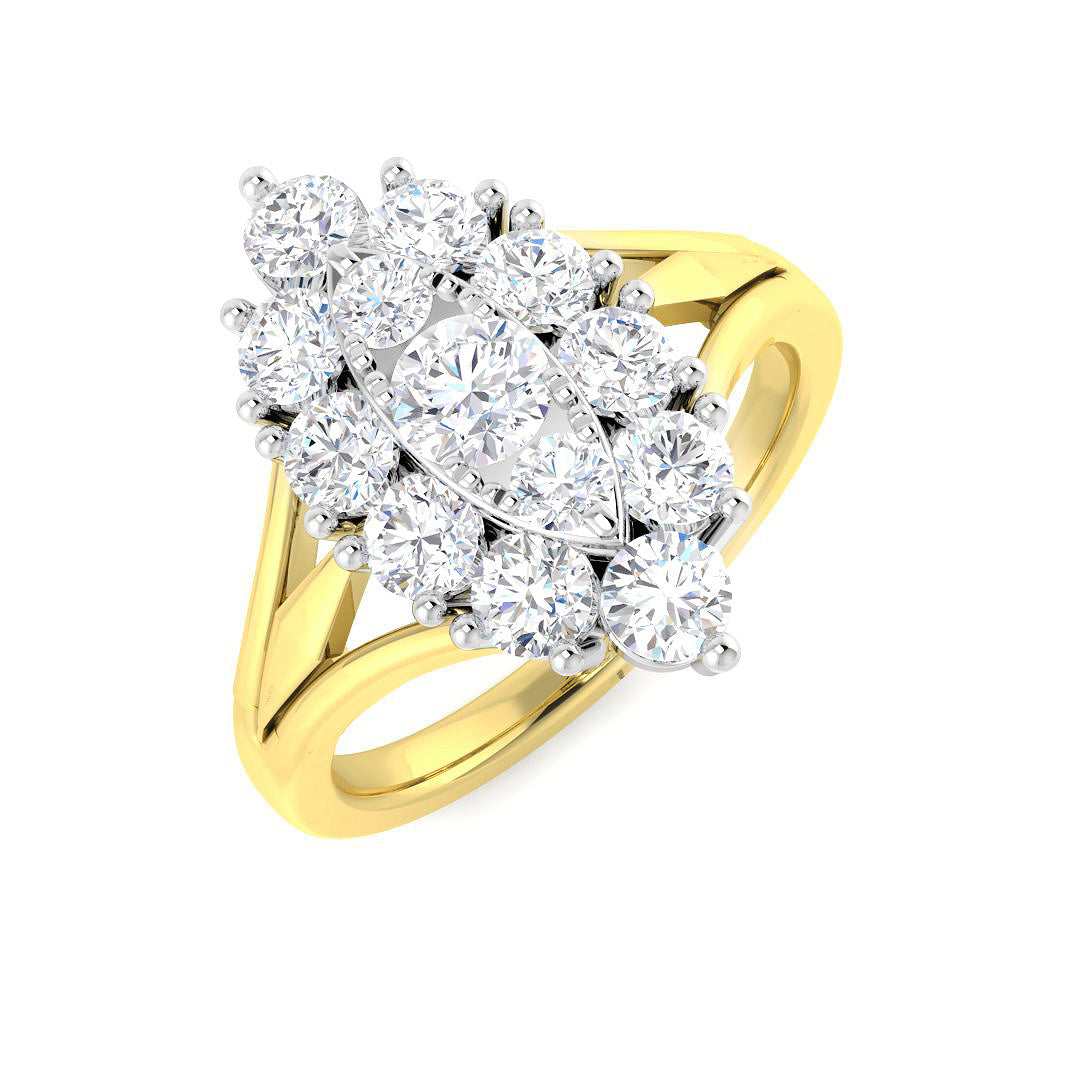 Round Cluster Diamond Ring 1.25ct in 10K/14K gold and platinum with certified lab-grown or natural diamonds