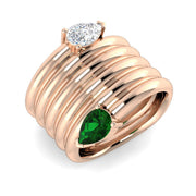 Pear Cut Emerald Two Stone Ring Natural Diamond Ring in 10K/14K gold and platinum with certified lab-grown or natural diamonds