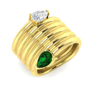 Pear Cut Emerald Two Stone Ring Natural Diamond Ring in 10K/14K gold and platinum with certified lab-grown or natural diamonds