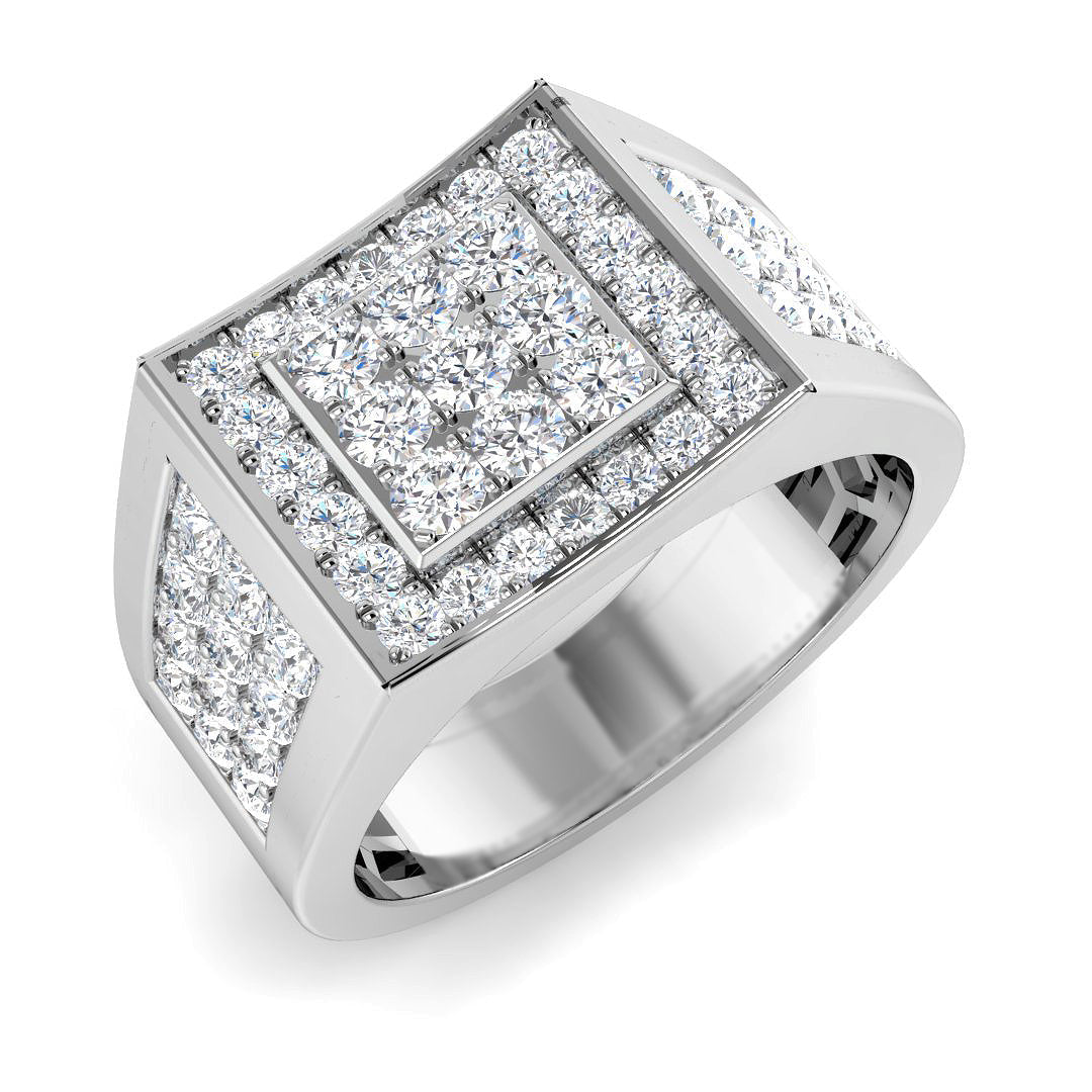 Luxury Diamond Signet Ring in 10K/14K gold and platinum with certified lab-grown or natural diamonds
