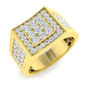 Luxury Diamond Signet Ring in 10K/14K gold and platinum with certified lab-grown or natural diamonds