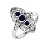 Diamond Besfakt Blue Sapphire Ring in 10K/14K gold and platinum with certified lab-grown or natural diamonds