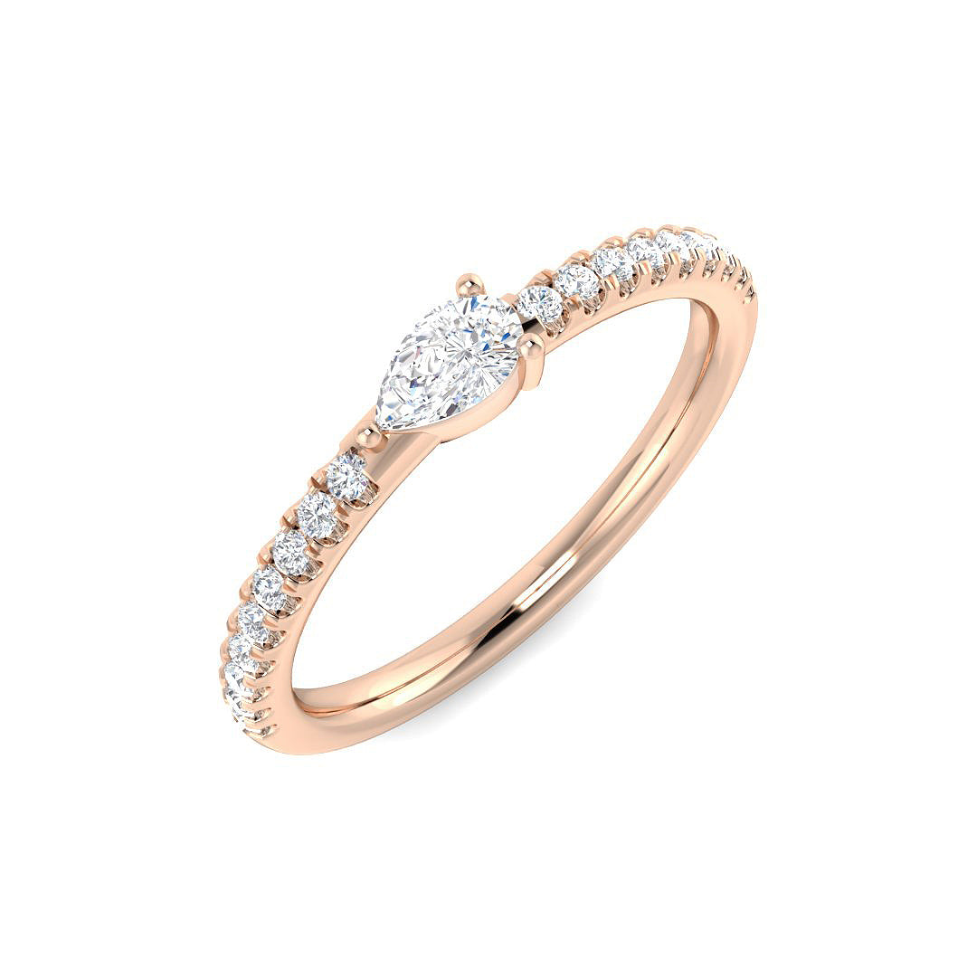 Diamond Half Eternity Ring in 10K/14K gold and platinum with certified lab-grown or natural diamonds