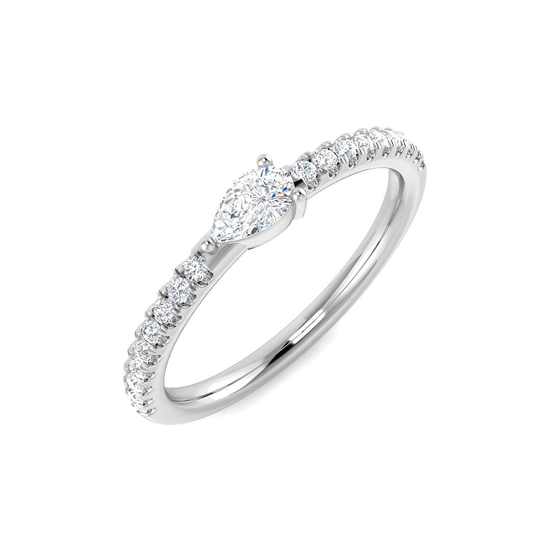 Diamond Half Eternity Ring in 10K/14K gold and platinum with certified lab-grown or natural diamonds