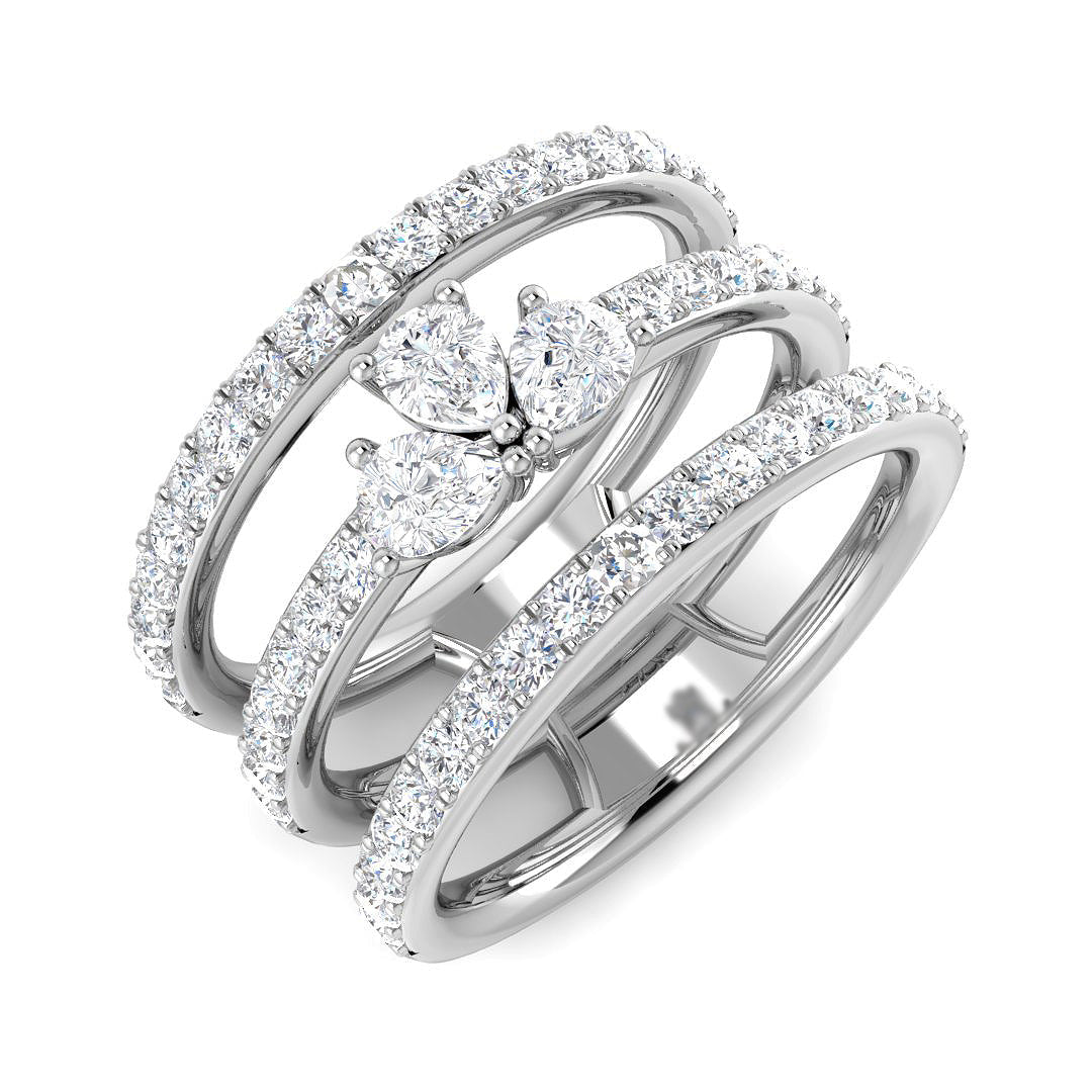 Fancy Pear Cut Diamond Ring in 10K/14K gold and platinum with certified lab-grown or natural diamonds